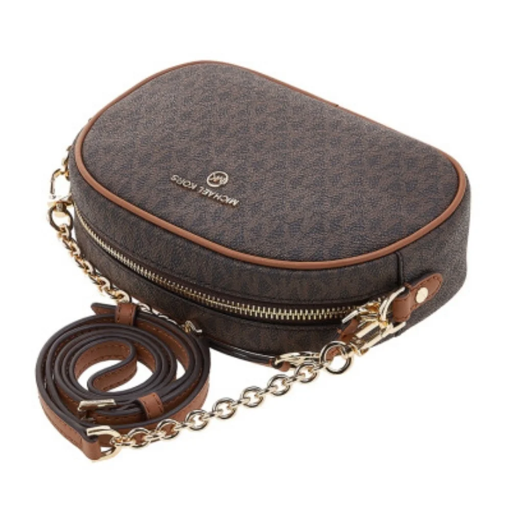 Michael Kors Jet Set Small Signature Logo Oval Camera Crossbody Purse